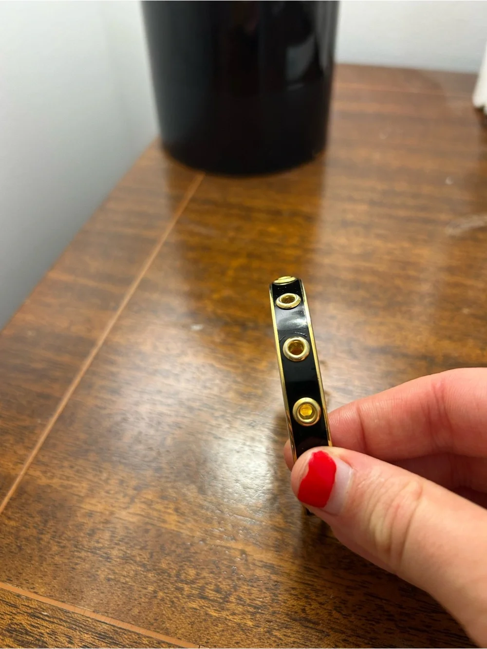Coach Black and Gold Studded Bangle Bracelet